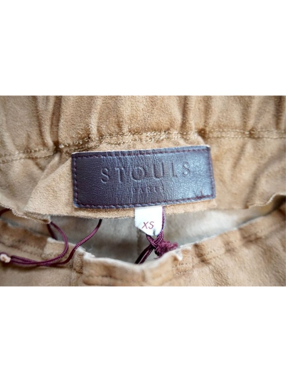 Stouls Paris Camel Lambskin Leather Pants Suede Pull-On Flare - Size XS - Picture 3 of 9